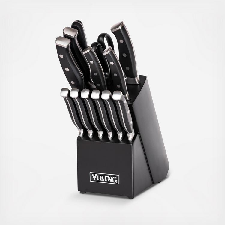 Viking, 14-Piece German Steel Cutlery Block Set | Zola