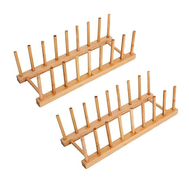 Ahyuan Dish Drying Rack Bamboo Dish Rack Pure Natural Bamboo Wooden Dishes Drainer for Cutting Board Baking Pan Plate Bowl Mug Cup Pot Lid Organizer Rack (2)