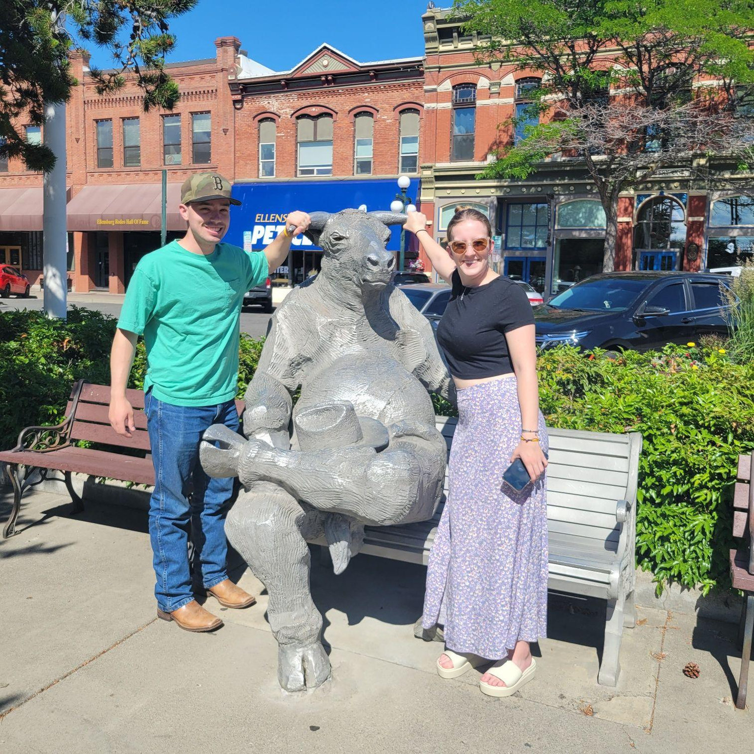 At the iconic bull statue in Ellensburg, WA. (June 2023)