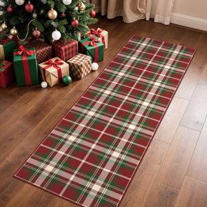 Christmas 2x5 Runner Rug, Green and Red Plaid