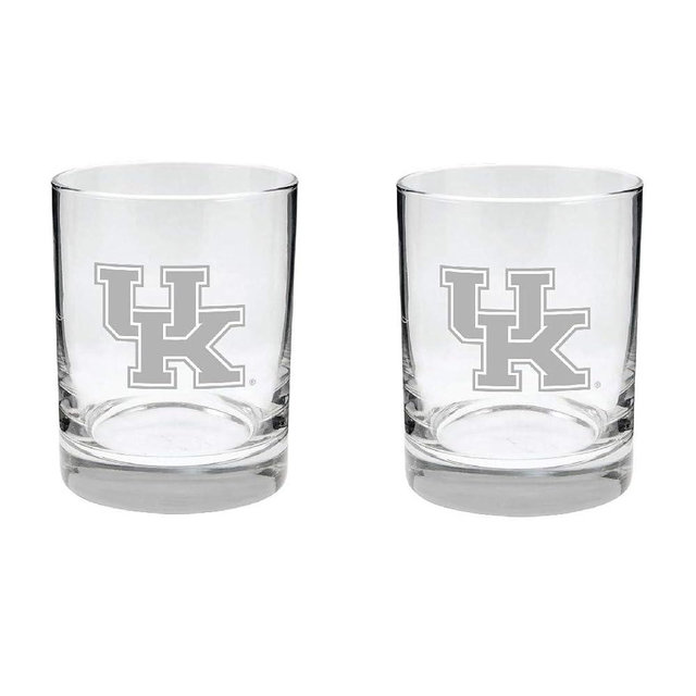 Kentucky Wildcats 2-Sided Etched Satin Finish Rocks Glass Set of 2