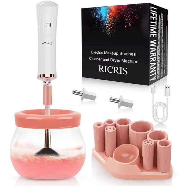RICRIS Electric Makeup Brush Cleaner Machine - Ultra Fast USB Make Up Brush Washer and Dryer - Automatic Cosmetic Brush Cleanser Tool Clean and Dry in Seconds for Beauty Women, Girls