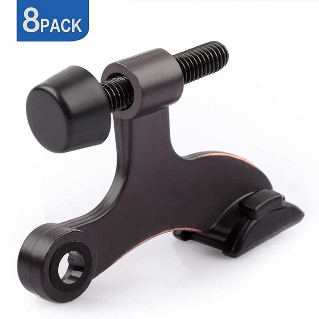 HOMOTEK 8 Pack Hinge Pin Oil Rubbed Bronze Door Stopper,Adjustable Deluxe Heavy Duty Door Stopper 2-1/2"x1-3/4”,with Black Rubber Bumper Tips