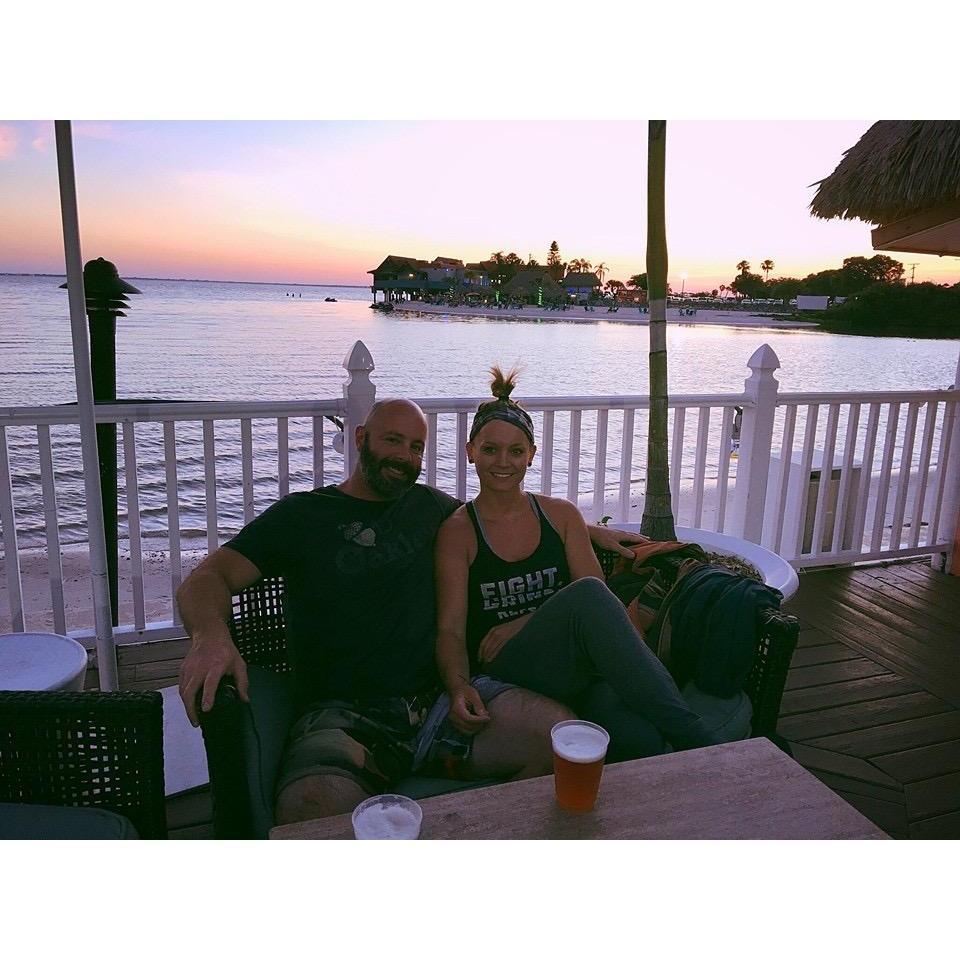 One of our very first pictures together! We met playing volleyball out at Hogan's Beach in Tampa, FL. We basically sat down with our beers after volleyball and talked for hours!