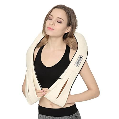 Nekteck Shiatsu Neck and Back Massager with Soothing Heat, Electric Deep Tissue 3D Kneading Massage Pillow for Shoulder, Leg, Full Body Muscle Pain Relief, Car, Office and Home Use