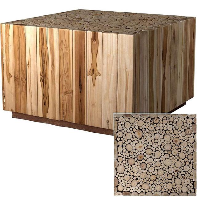 Solid Wood Coffee Table - 27.5” WXD x 18.1”h Center Table for Home, Office, Living Room, Farmhouse Entryway Decor Furniture - Tree Branch Middle Table Modern Furniture in Natural Wood Finish