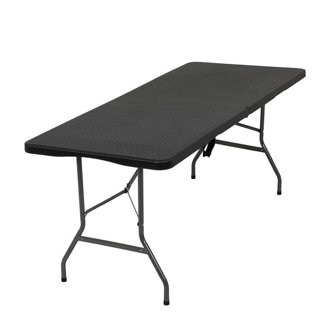 FDW Folding Table Half Portable Foldable Table for Parties Backyard Events (Black Ratten, 6 FT)