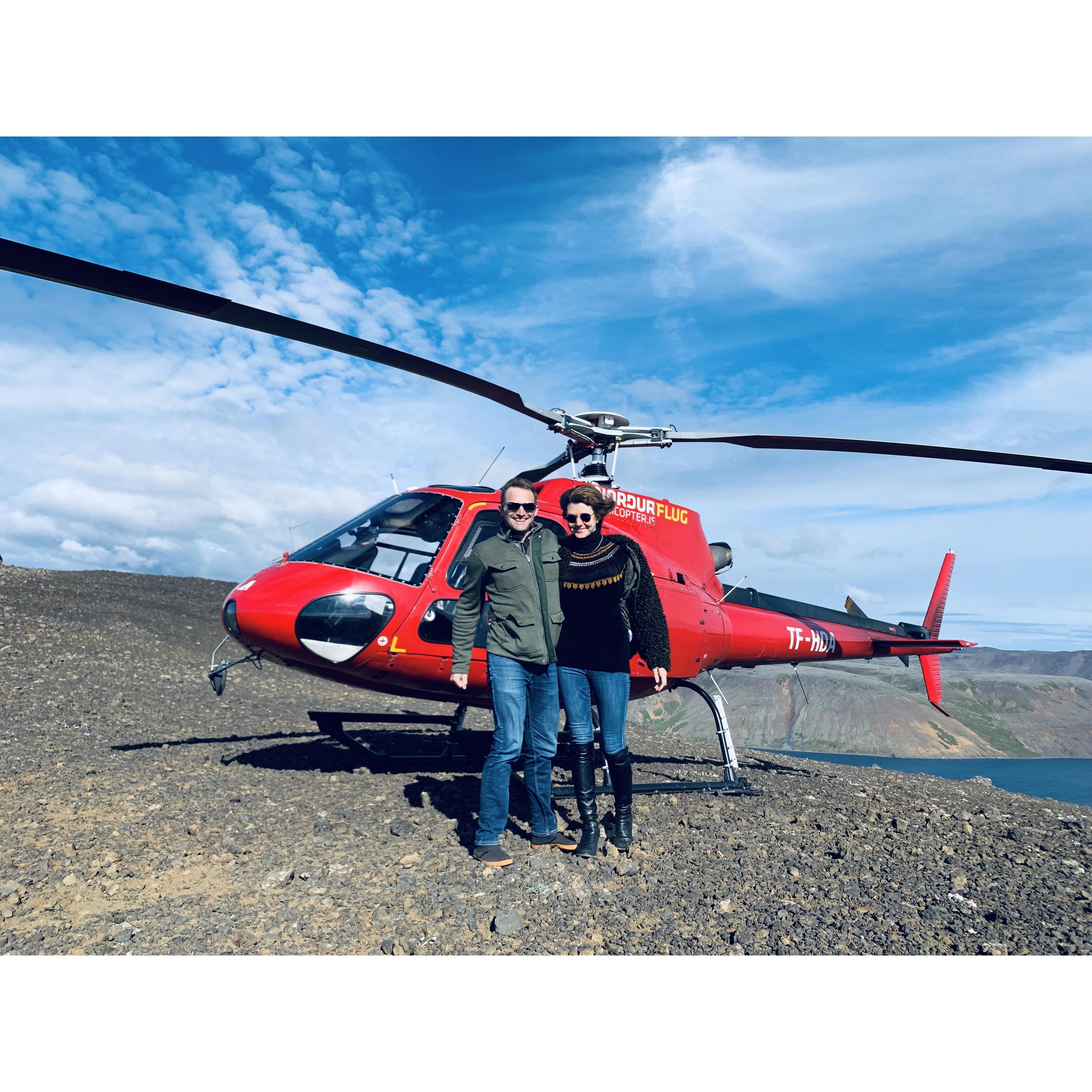 A windy helicopter ride in Reykjavik