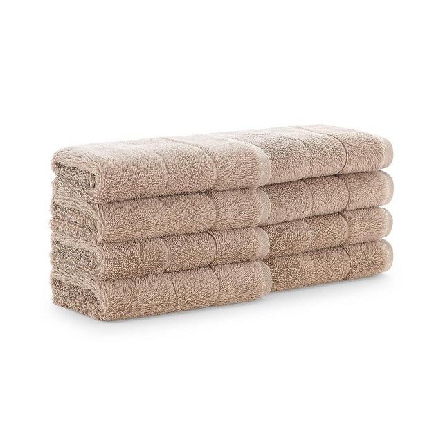 Aston & Arden Aegean Terry Wash Cloths - (Set of 8) Ringspun Turkish Cotton Thick and Soft Absorbent Luxury Hotel and Spa Bathroom Towel, 600 GSM, 13 x 13 in, Hummus