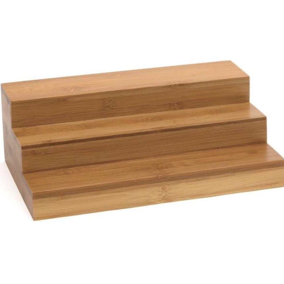 Lipper International 8807 Bamboo Wood Expandable 3-Tier Step Shelf Kitchen Organizer, 12" x 7-7/8" x 4-1/4"