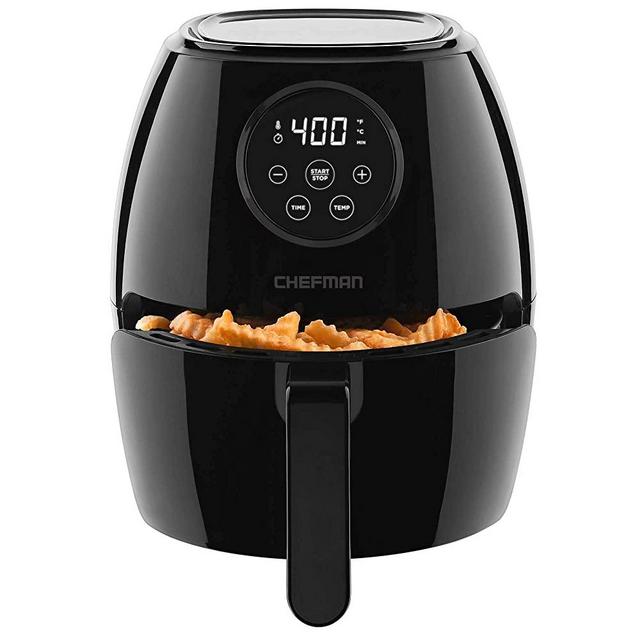 Chefman TurboFry 3.7 Air Fryer Oven Touch Screen, Cook W/Less Oil, Dishwasher-Safe Flat Basket, 60 Minute Timer, Auto Shutoff, BPA-Free, Digital-3.6 Quart-Glossy Black