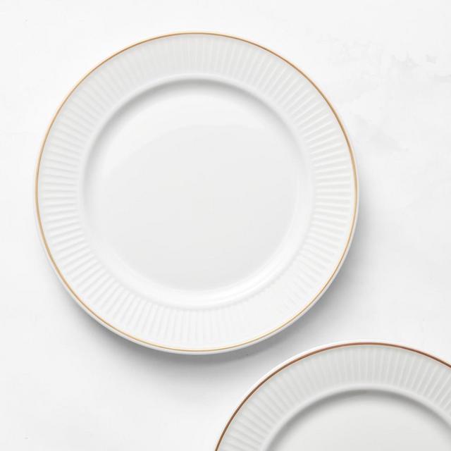 Pillivuyt Plisse Gold Salad Plates, Set of 4, Gold Rim