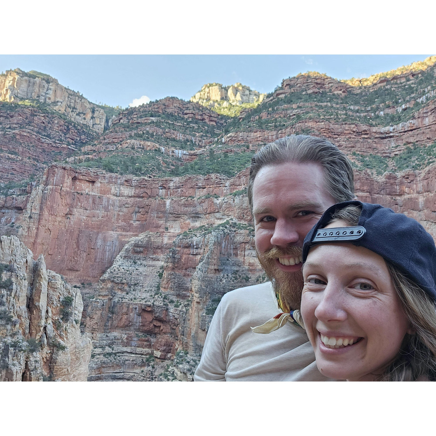 We *maybe* thought it would be good to hike from rim-to-rim of the Grand Canyon, 21.5 miles, with no training, on the hottest day of the year. 

It was aight. We survived.

#GrandCanyonJuly2023