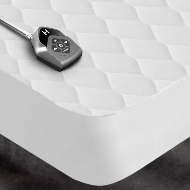 Biddeford Full Electric Heated Quilted Mattress Pad: 10 Heat Settings, Cotton-Poly Blend, Fits 16" Depth