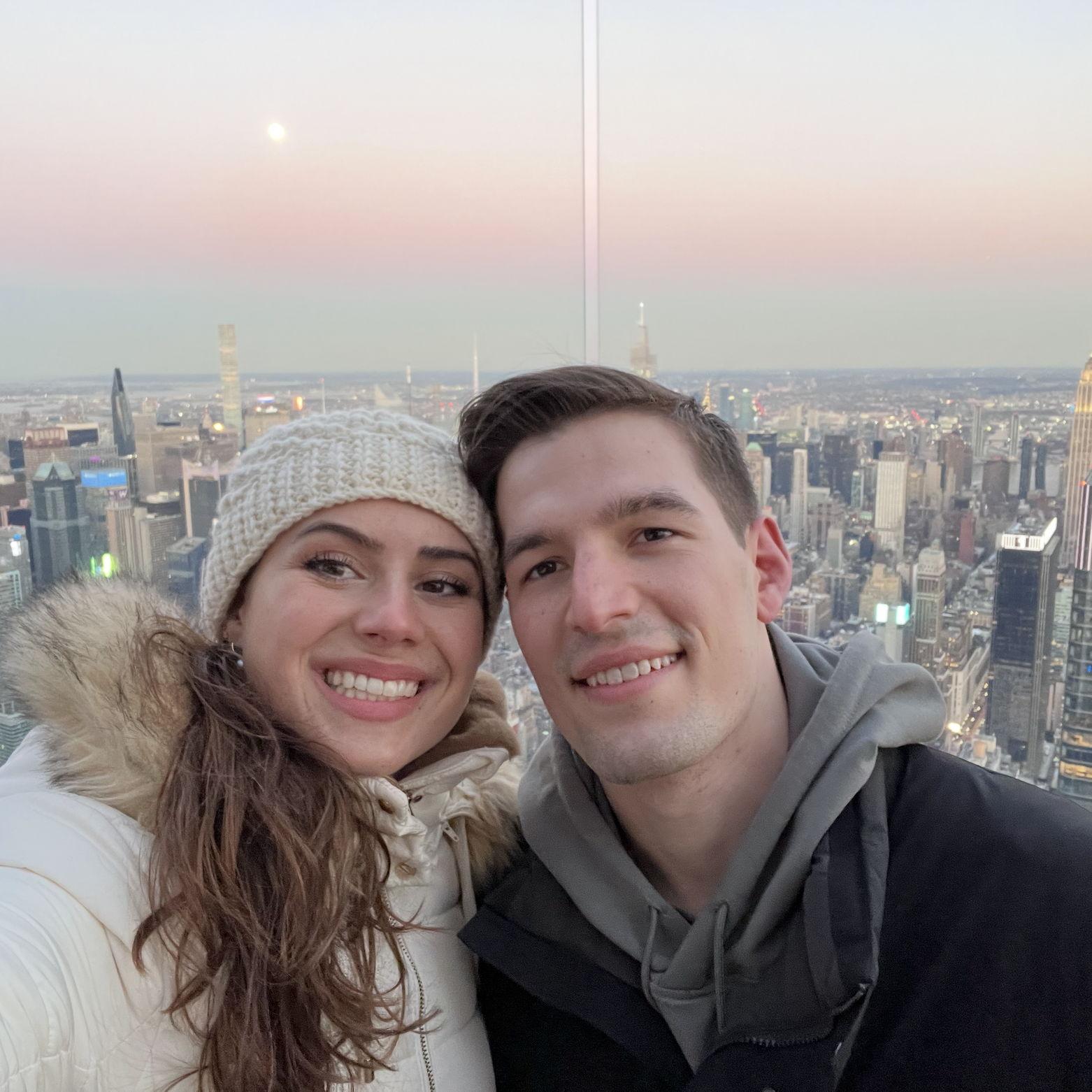 February 14th, 2023 Kaitlyn and Christian celebrate in NYC where Kaitlyn still lives. He surprises her with an Italian dinner and a trip to the tallest building in NY for a cozy cup of apple cider