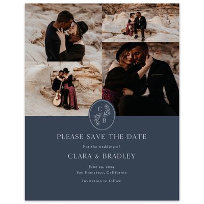 Grayed Navy, Blue Wedding Digital Save the Date - Creston Multiphoto