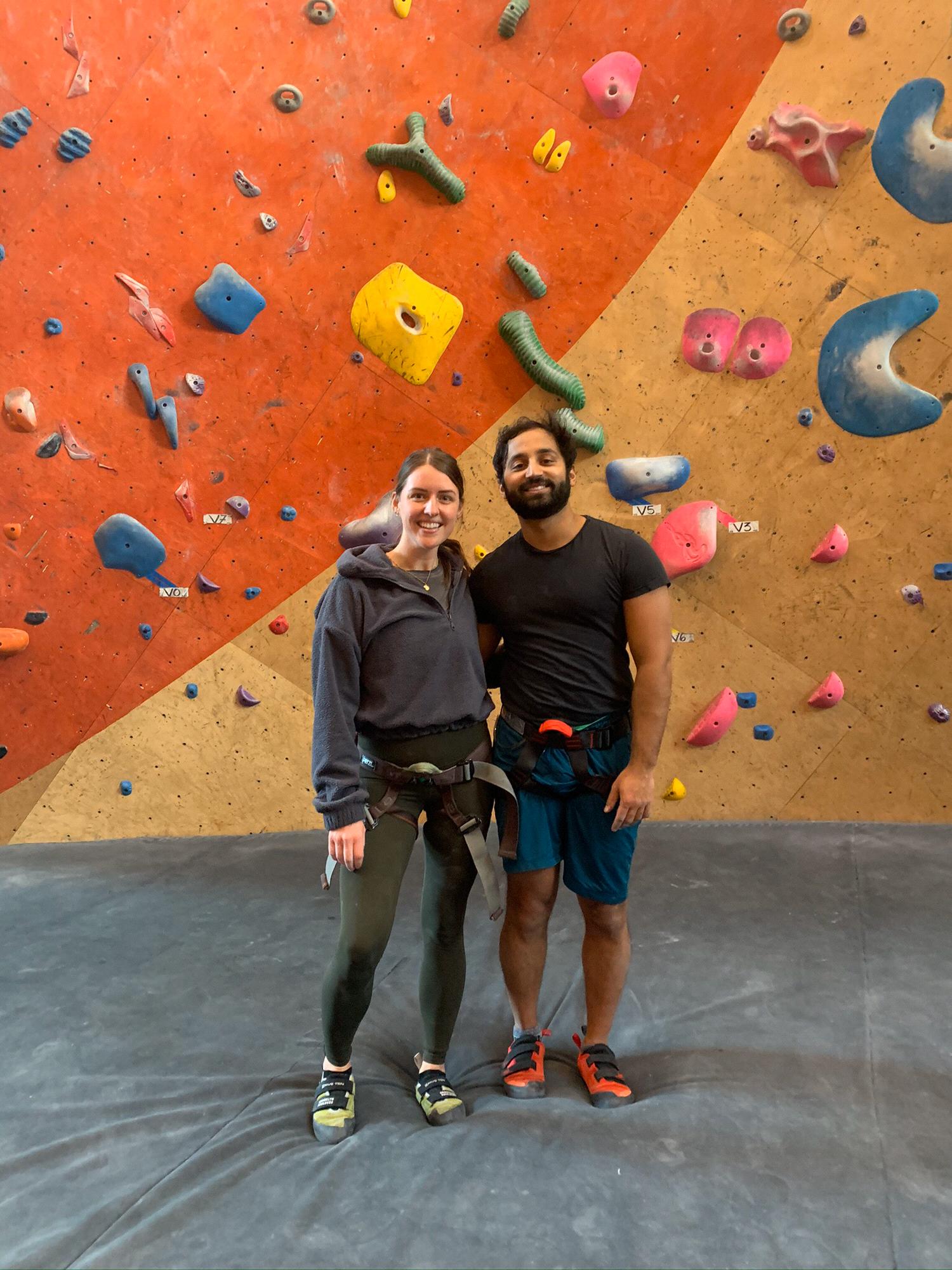 Climbing those boulders