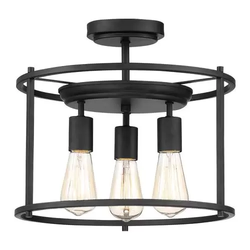 Quoizel Wolfeboro 14-in Matte Black Farmhouse Semi-flush Mount Light