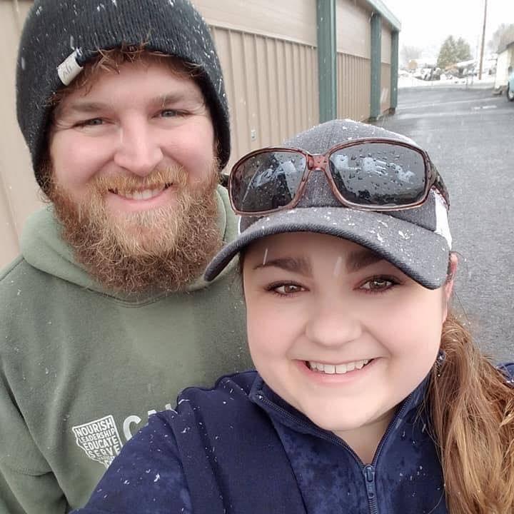 Kyle always tags along to help Maigen with her job, even tagging animals in the snow.