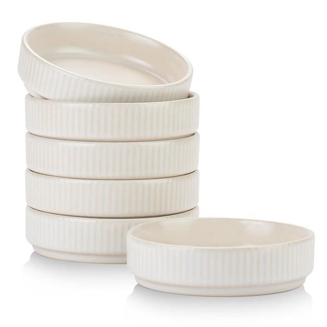 Famiware Star Soy Sauce Dish Ceramic Dipping Bowls Set of 6, 4 oz Individual Dip Sauce Cups/Bowls/Dishes/Plates, Small Serving Bowl for Side Dishes, Ramekins, Ice Cream, Dessert, Condiments, Sushi - Matte White