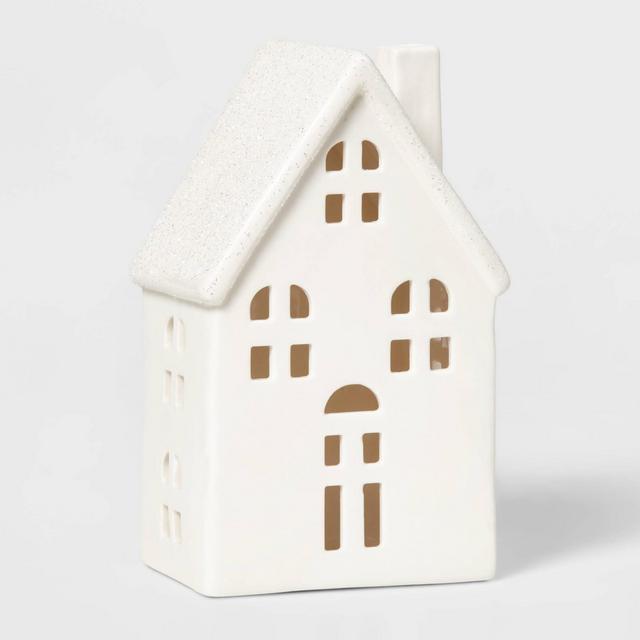 LIT Ceramic Traditional House Decorative Figurine White - Wondershop™