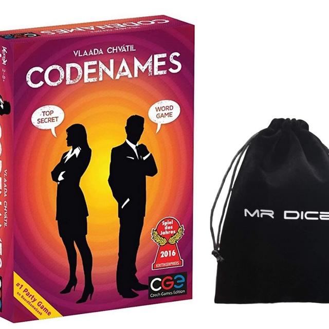 Confidential Action Codenames Board Game / Code Names Family Friend Party Card Game Supplies English Edition Bundle with Mr Dice Drawstring Bag