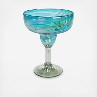 Recycled Artisan Swirl Margarita Glass, Set of 4