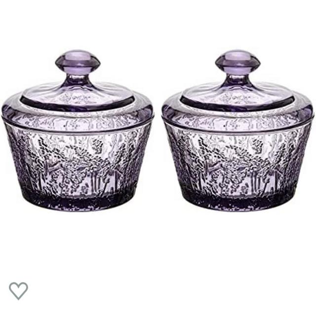 SANHECUN Glass Sweet Sugar Bowl Jar With Lid Candy Jar Set of 2 (2, Purple)