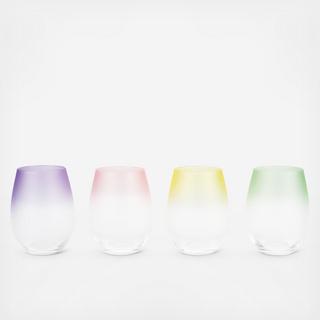 Frosted Ombre Stemless Wine Glass, Set of 4
