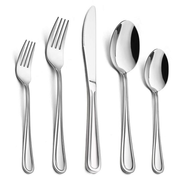 40-Piece Silverware Set, HaWare Stainless Steel Flatware Cutlery Set, For Home/Hotel/Restaurant, Service for 8, Modern Elegant Design, Mirror Polished, Dishwasher Safe