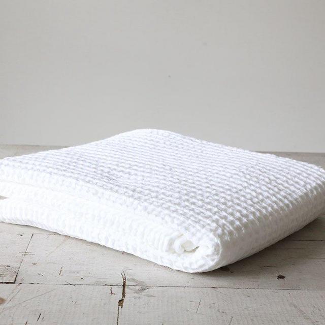 Two White Waffle Bath Towels