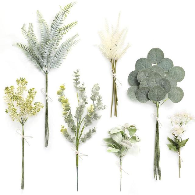 Serra Flora Artificial Greenery Spray Box Set(Pack of 46pcs) with 7 Kinds of DIY Wedding Bouquet Filler Table Centerpieces and Floral Arrangement (Dusty Green)