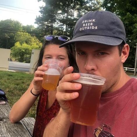 Drinking beers, outside, with friends, post river float bliss, 2020