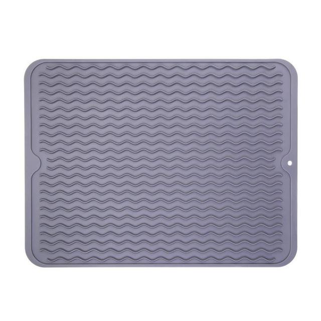 Piduules Eco-friendly Silicone Dish Drying Mat 15.8" x 12" Large Reusable Non-slipping and Heat Resistant Dish Quick Drying Pad, Dishwasher Safe (Gray Large)