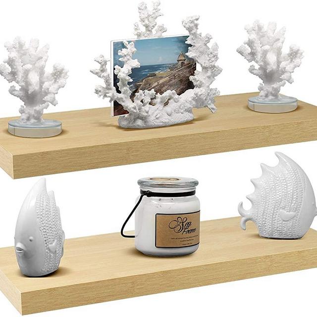 Sorbus Floating Shelf — Hanging Wall Shelves Decoration — Perfect Trophy Display, Photo Frames — Extra Long 24 Inch (Maple Wood)