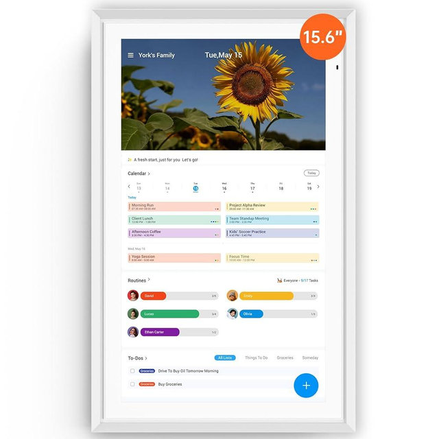 ApoloSign Digital Calendar: Electronic Calendar, Smart Touchscreen Interactive Display for Chore Chart, Family Schedules Planner, Supports All Apps via Google Play (White, 15.6-inch)