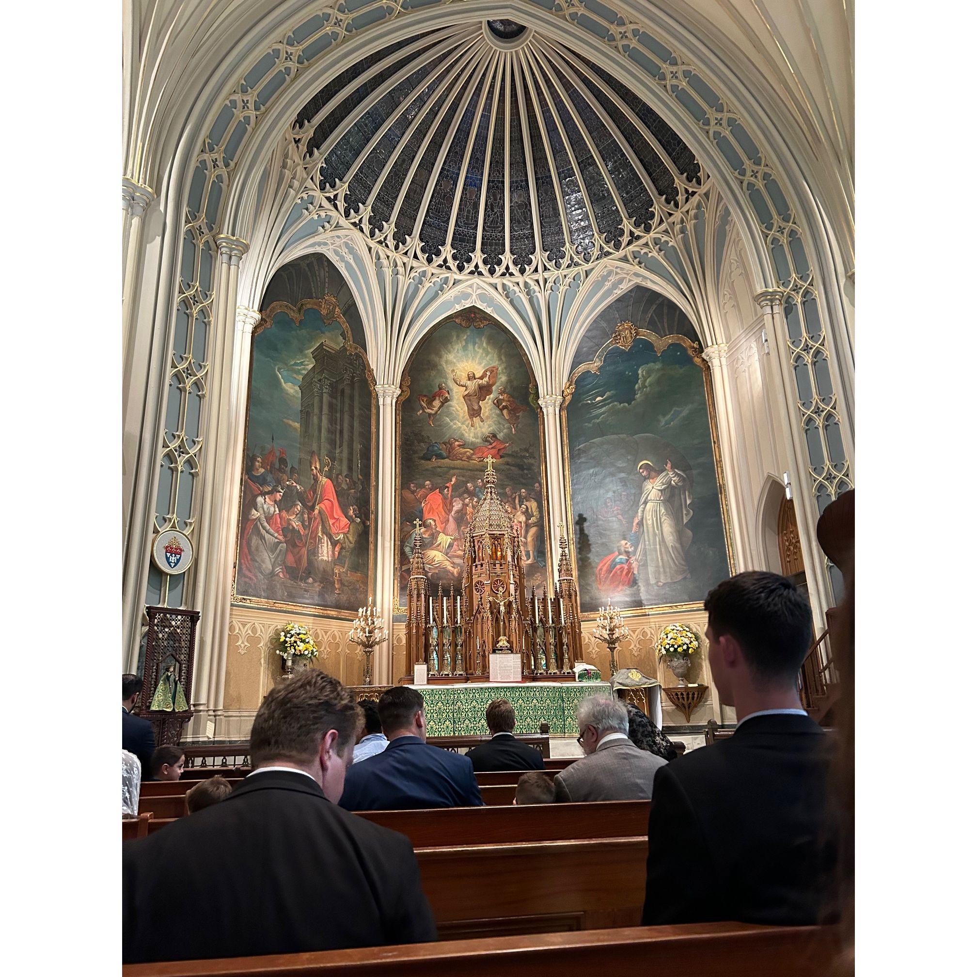 Inside of St. Patrick's Catholic Church (aka our wedding church)