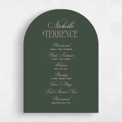 Green Arch Wedding Program - Solange