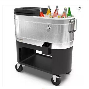 120 qt. Rolling Patio Cooler in Galvanized Steel