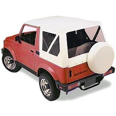 Sierra Offroad Soft Top Replacement for Suzuki Samurai 1986-1994, Leather Grain Vinyl, White, Tinted Windows