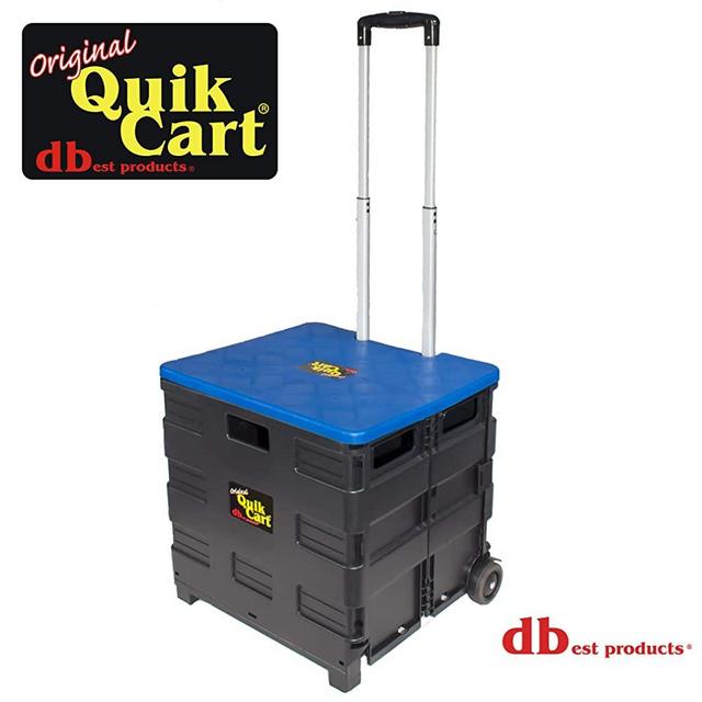 dbest products Quik Cart two Wheeled Collapsible Handcart with Blue Lid Rolling Utility with Seat Heavy Duty Lightweight