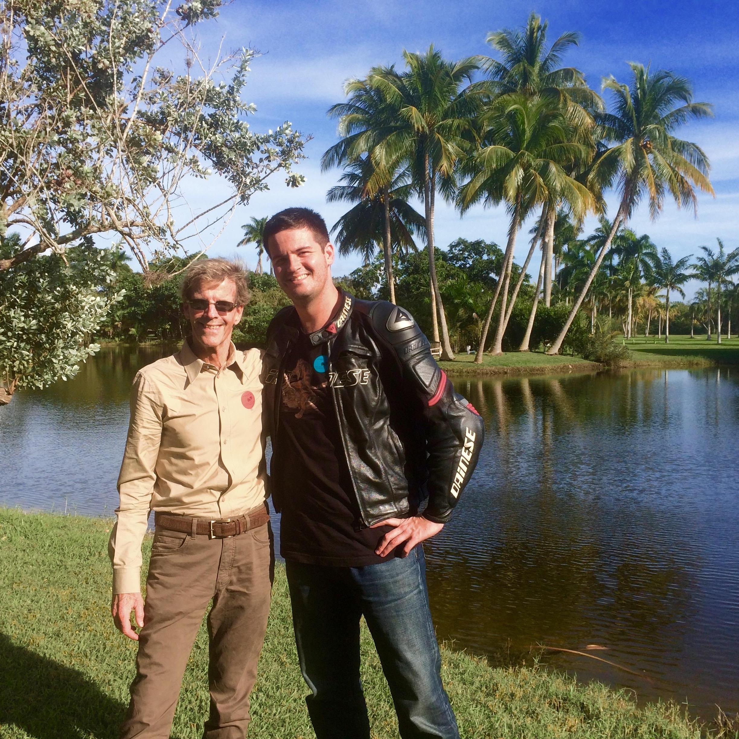 Motorcycle Men. Ryan and his dad, Doug Call, at the Botanical Gardens in Coral Gables, FL. Photograph by Lindsay.