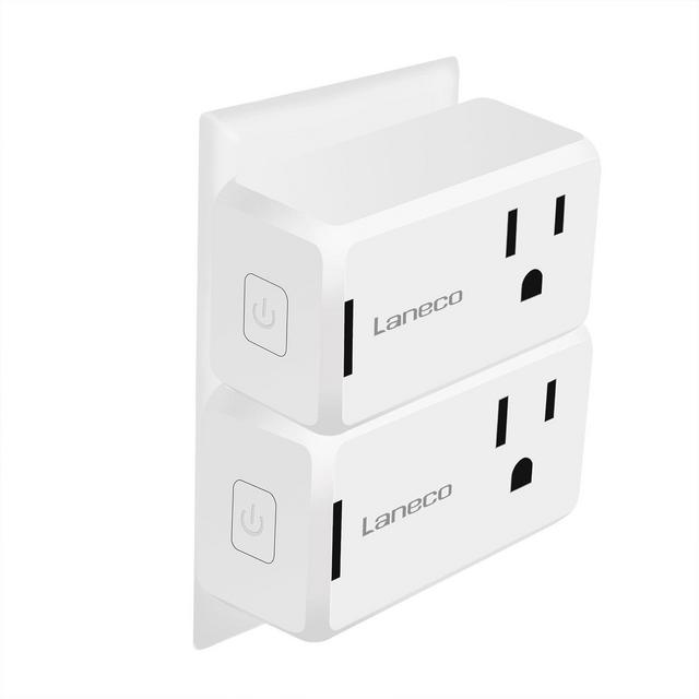 WiFi Smart Plug (2 Pack), Laneco Mini Wireless smart socket Outlet with Timing Function, Control Your Devices from Anywhere Via Free APP, Works with Amazon Alexa, No Hub Required