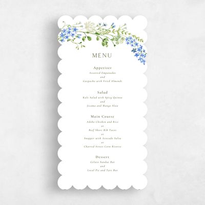 Blue Scalloped Wedding Menu - Rydal