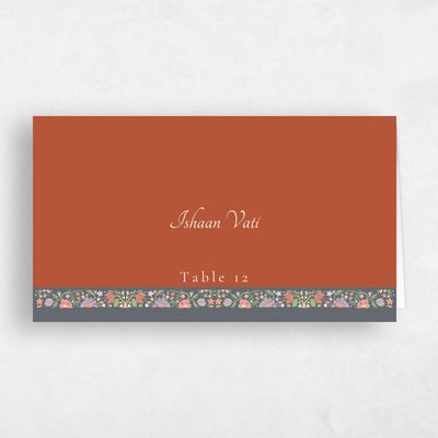 Light Rust, Orange Wedding Place Card - Suraya