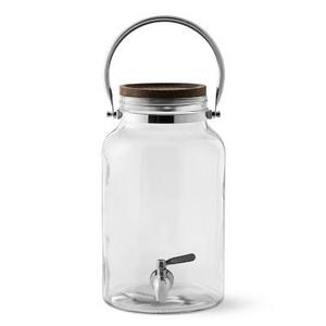 Dark Wood & Glass Beverage Dispenser with Handle