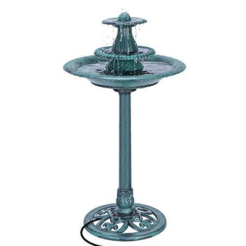 VIVOHOME 110V 40 Inch Height 3 Tiers Freestanding Electric Polyresin Lightweight Antique Outdoor Garden Bird Bath Water Fountain