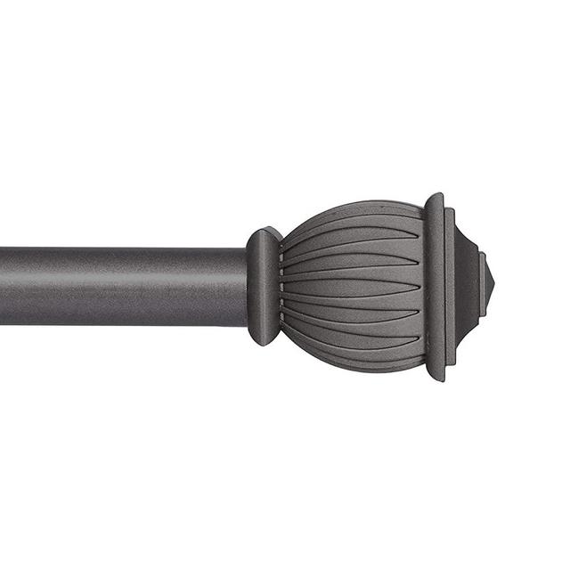 Kenney Beckett Standard Decorative Window Curtain Rod, 28-48", Brushed Pewter