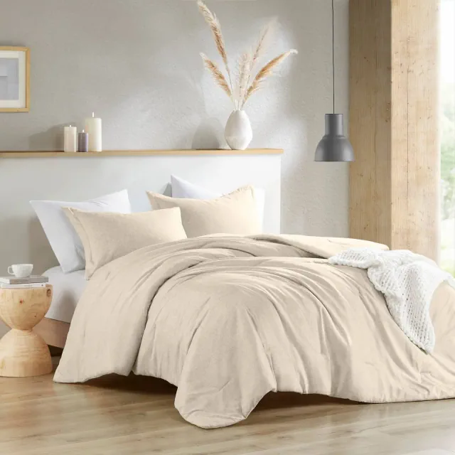 Full/Queen Camden Chambray Solid Print Comforter Set Neutral - 510 Design: Microfiber, Lightweight, OEKO-TEX Certified