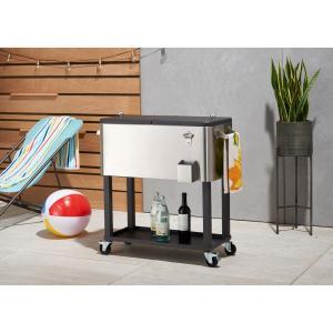 80 Qt./20 Gal. Stainless Steel Standing Wheeled Cooler with Shelf
